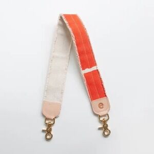 Erin Flett Anthropology Orange Bag Strap Canvas Leather Trim Gold Hardware